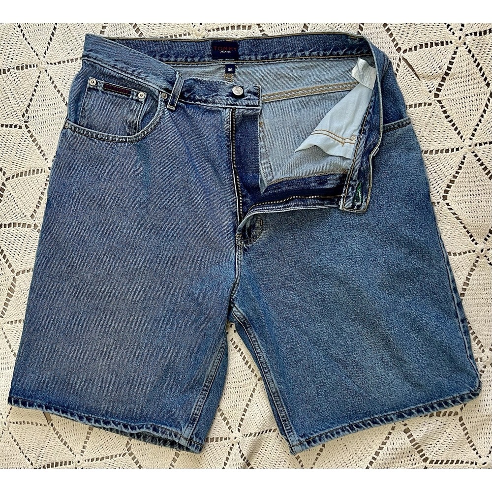 100% Cotton Vintage Tommy Hilfiger Denim Shorts Mens 36 USA 90s Baggy‎ Jean Y2K